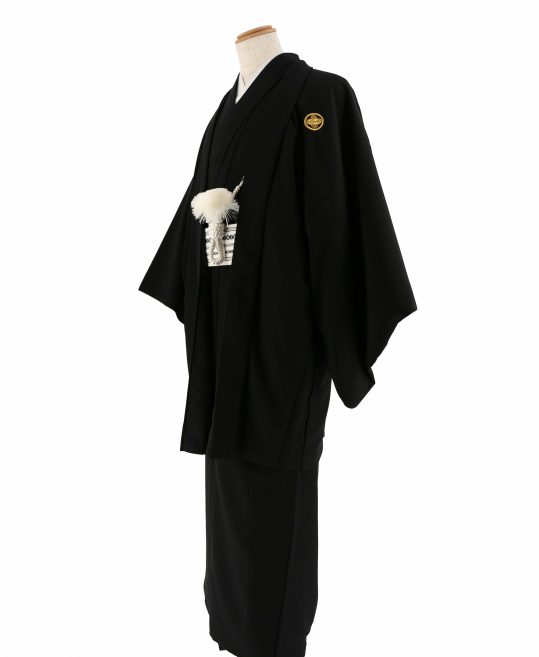 紋付袴レンタル・成人式・結婚式・卒業式|黒　ラメストライプ[身長180cm対応]No.316